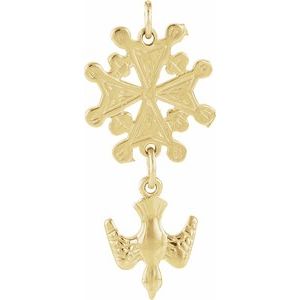 14K Yellow 24.5x12 mm Huguenot Cross Pendant
