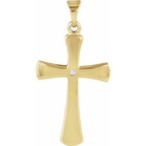 14K Yellow .005 CT Natural Diamond Cross Pendant