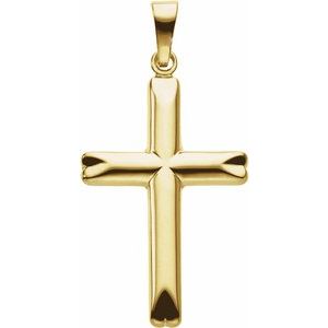 14K Yellow 25x17 mm Hollow Cross Pendant