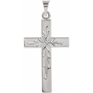 14K White 24x15 mm Cross Pendant