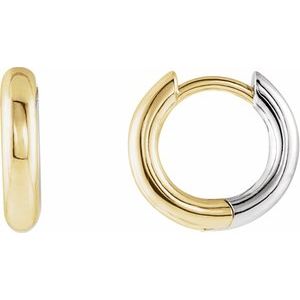 14K Yellow/White Hinged 12 mm Hoop Earrings