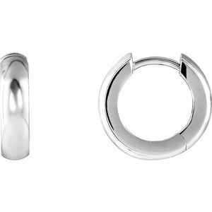 14K White Hinged 14.25 mm Hoop Earrings