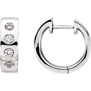 14K White 1/3 CTW Natural Diamond 15.2 mm Hoop Earrings