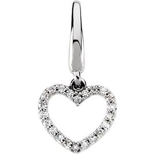 14K White .08 CTW Natural Diamond Heart Charm