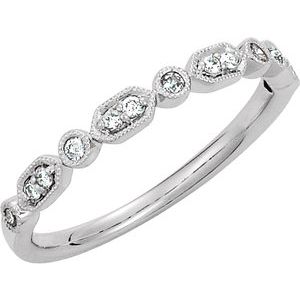 14K White 1/8 CTW Natural Diamond Stackable Ring