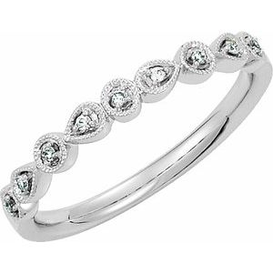 14K White .04 CTW Natural Diamond Stackable Ring