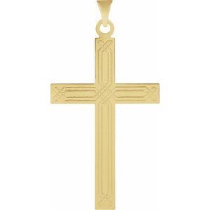 14K Yellow Geometric Cross Pendant
