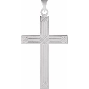 14K White Geometric Cross Pendant