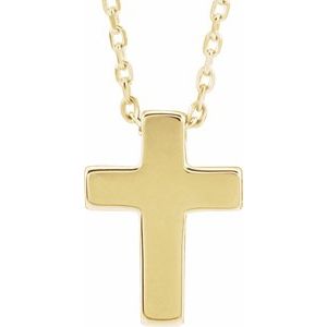 14K Yellow Petite Cross 16-18" Necklace