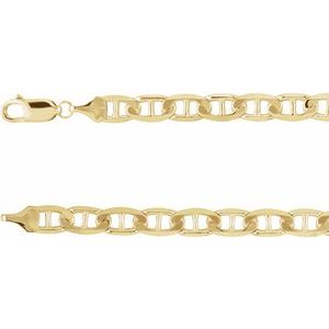 14K Yellow 6 mm Curbed Anchor 8 1/2  Chain
