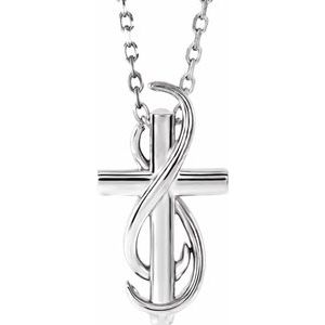 Sterling Silver Cross 16-18" Necklace