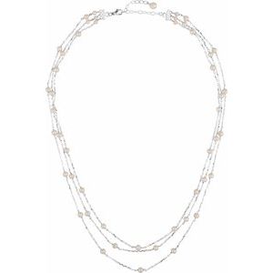 Sterling Silver Cultured White Freshwater Pearl 3-Strand 17" Necklace