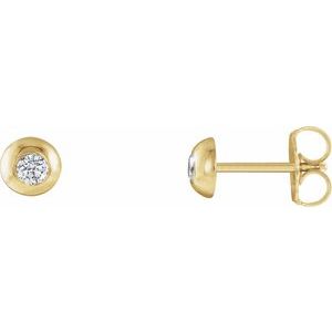 14K Yellow 1/8 CTW Lab-Grown Diamond Domed Stud Earrings