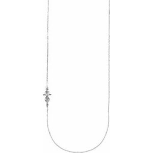 Sterling Silver Infinity-Inspired Off-Center Sideways Cross 16" Necklace