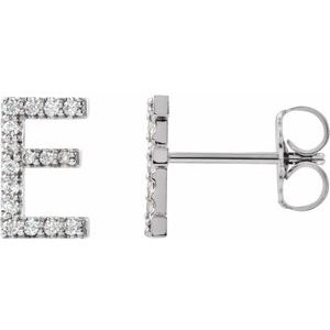 14K Rose .06 CTW Natural Diamond Initial E Earring