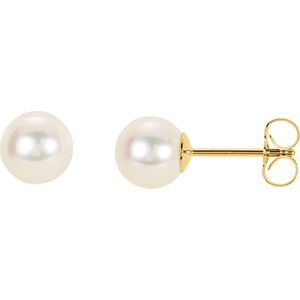 14K Yellow Panache® Cultured White Freshwater Pearl Stud Earrings