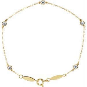 14K Yellow 1/3 CTW Lab-Grown Diamond Bezel-Set Station 7" Bracelet