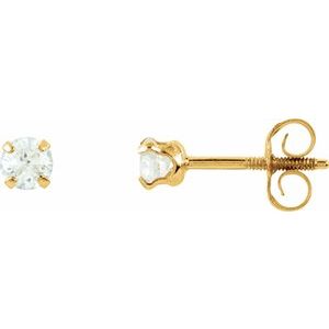 14K Yellow 3 mm Imitation White Cubic Zirconia Youth Stud Earrings