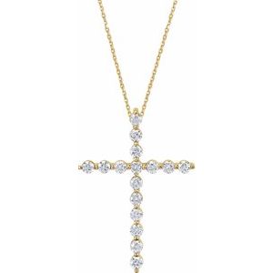 14K Yellow 1/4 CTW Natural Diamond Cross 18" Necklace