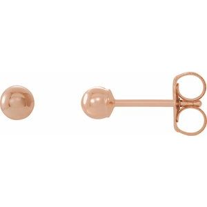 14K Rose 3 mm Ball Earrings