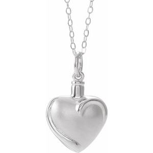 Sterling Silver Heart Ash Holder 18" Necklace
