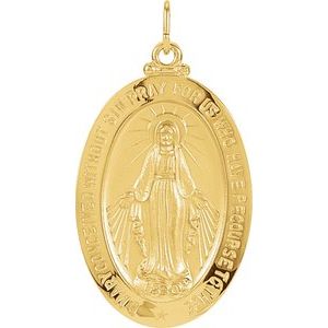 14K Yellow 23x16 mm Oval Miraculous Medal