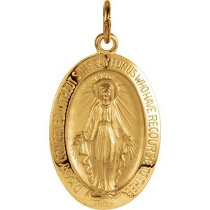 14K Yellow 19x14 mm Oval Miraculous Medal