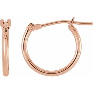 14K Rose 12.5 mm Hinged Hoop Earrings