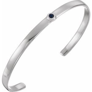 Sterling Silver Natural Blue Sapphire Cuff 6 Bracelet