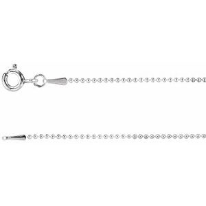 14K White 1 mm Hollow Bead 20 Chain