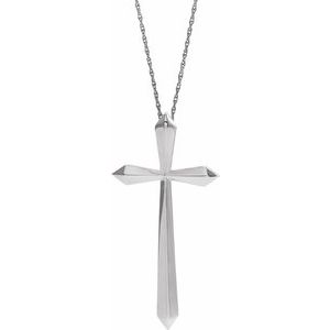 Sterling Silver Elongated Cross 20" Necklace