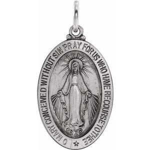Sterling Silver 23x16 mm Oval Miraculous Medal