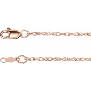 10K Rose 1.5 mm Rope 20 Chain