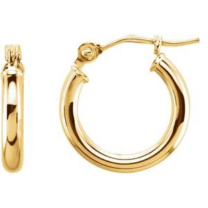 14K Yellow Tube 13 mm Hoop Earrings
