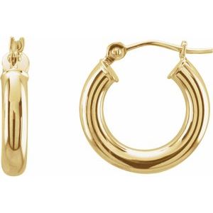14K Yellow Tube 15 mm Hoop Earrings