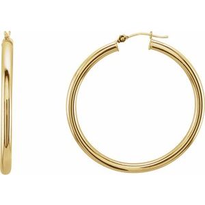 14K Yellow Tube 40 mm Hoop Earrings
