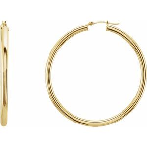 14K Yellow Tube 48 mm Hoop Earrings
