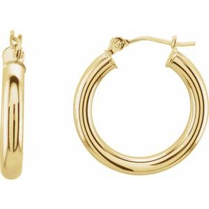 14K Yellow Tube 20 mm Hoop Earrings