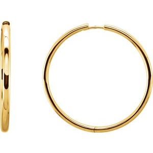 14K Yellow 24 mm Hinged Hoop Earrings