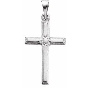 14K White 19x12.5 mm Cross Pendant