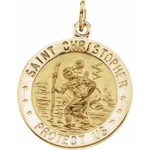 14K Yellow 18 mm St. Christopher Medal