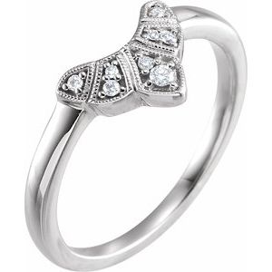14K White .06 CTW Natural Diamond Contour Band