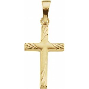 14K Yellow 17.5x12 Cross Pendant