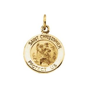 14K Yellow 8 mm St. Christopher Medal