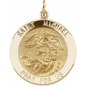 14K Yellow 25 mm St. Michael Medal