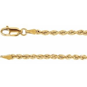14K Yellow 2.5 mm Rope 18" Chain