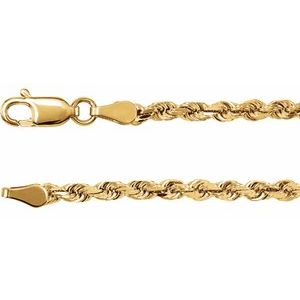 14K Yellow 2.8 mm Diamond-Cut Rope 7 Chain