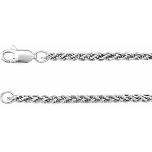 Rhodium-Plated Sterling Silver 2.4 mm Wheat 24 Chain