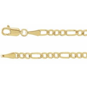 14K Yellow 3 mm Figaro 20 Chain