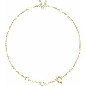 14K Yellow .05 CTW Natural Diamond Initial V 6-7 Bracelet